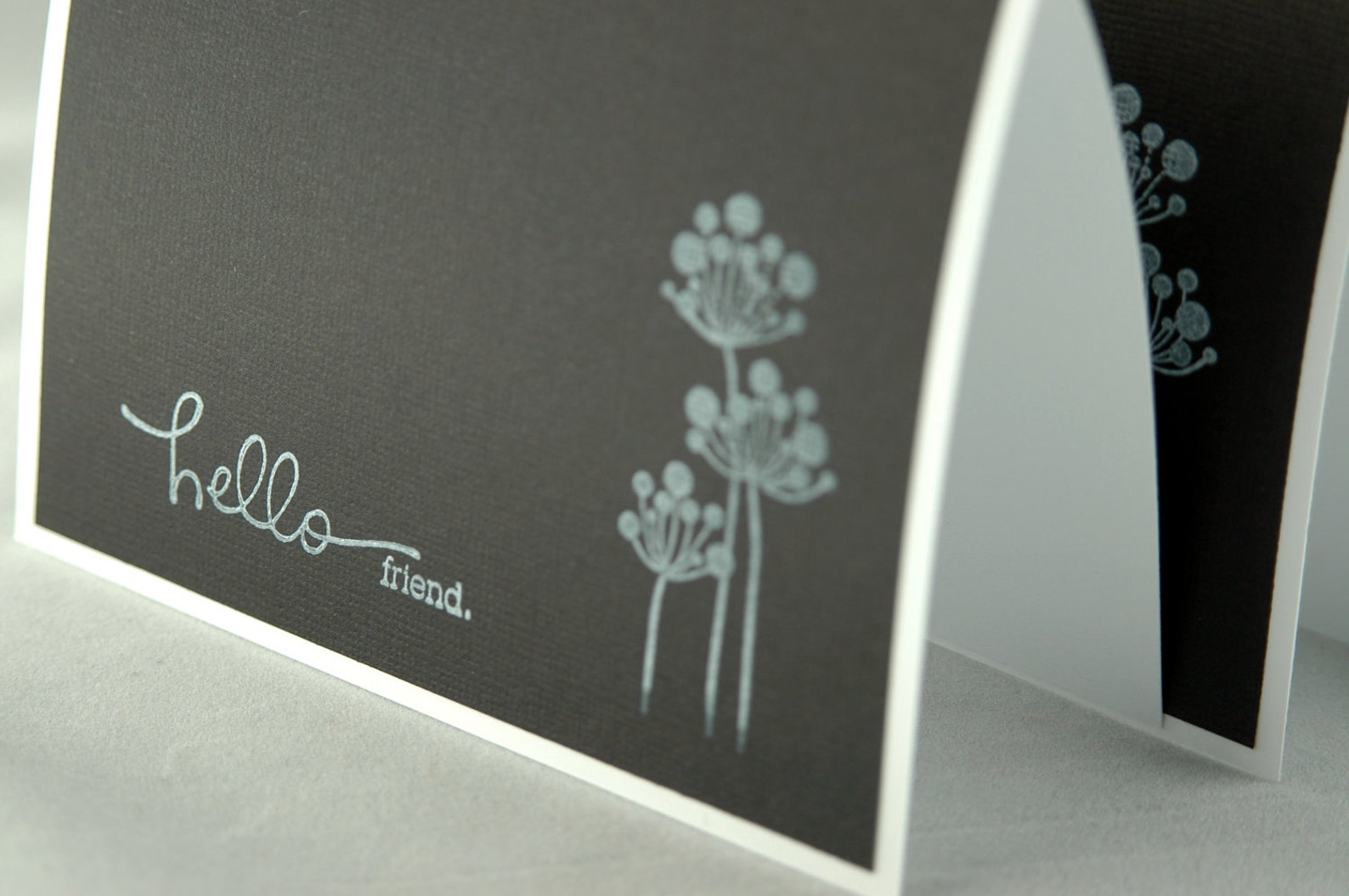 Handmade Black and White Note Cards Hello Friend Just Etsy