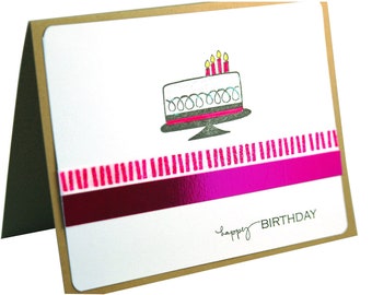 Birthday card, handmade birthday card, hot pink birthday card