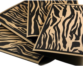 Zebra print cards, thank you notes, thank you card set, blank notecard set, kraft modern note cards
