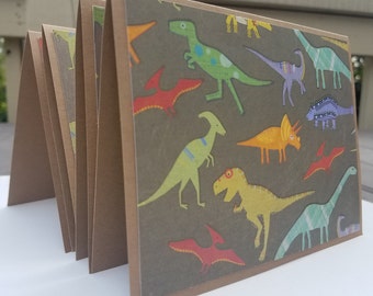 Set of 4 Dinosaur Note Cards, Note cards for children, Thank you cards children, Kids note cards, Boy note cards, thank you birthday cards,