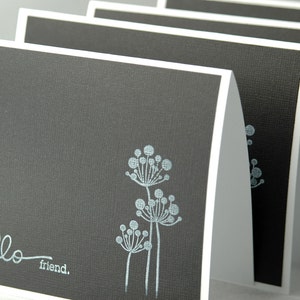 Handmade black and white note cards, hello friend, just because note cards, blank note cards, thank you notes, greeting cards