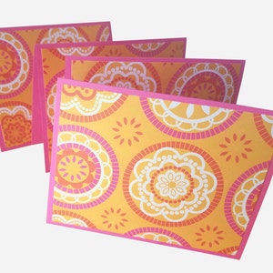 Blank note card set, Blank thank you notes, Boxed note cards, Modern handmade cards, retro notes, orange note cards, thank you