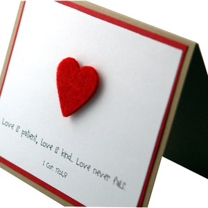 Anniversary card, Christian Valentine, I love you card, Love is patient, love is kind, love never fails image 2