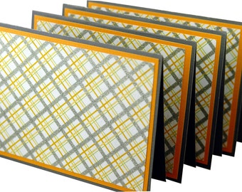 Yellow plaid stationery, preppy note cards, handmade thank you notes