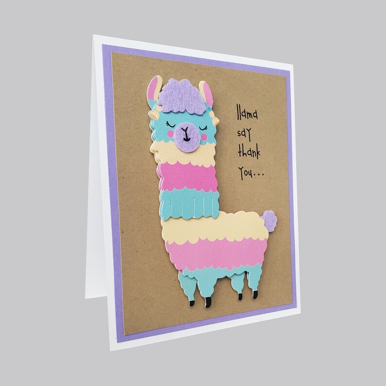 Llama Thank You Card, Cute Llama Card, Llama Say Thank You Greeting ...