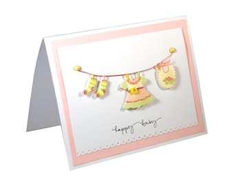 Girl Baby Shower Card, Welcome Baby Girl, New Baby Girl, Congratulations Baby Card