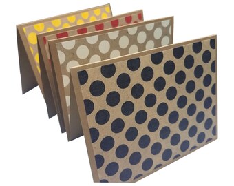 polka dot note cards, set of kraft black white yellow and red thank you cards, trendy thank you notes