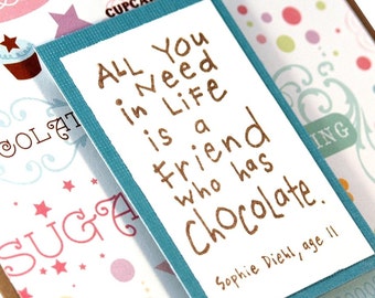 Friendship card, Thinking of You Card, Greeting Card, All you need in life is a friend who has chocolate, thank you card for her