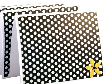 Thank you notes, greeting cards, black and white stationery, polka dot cards, handmade cards