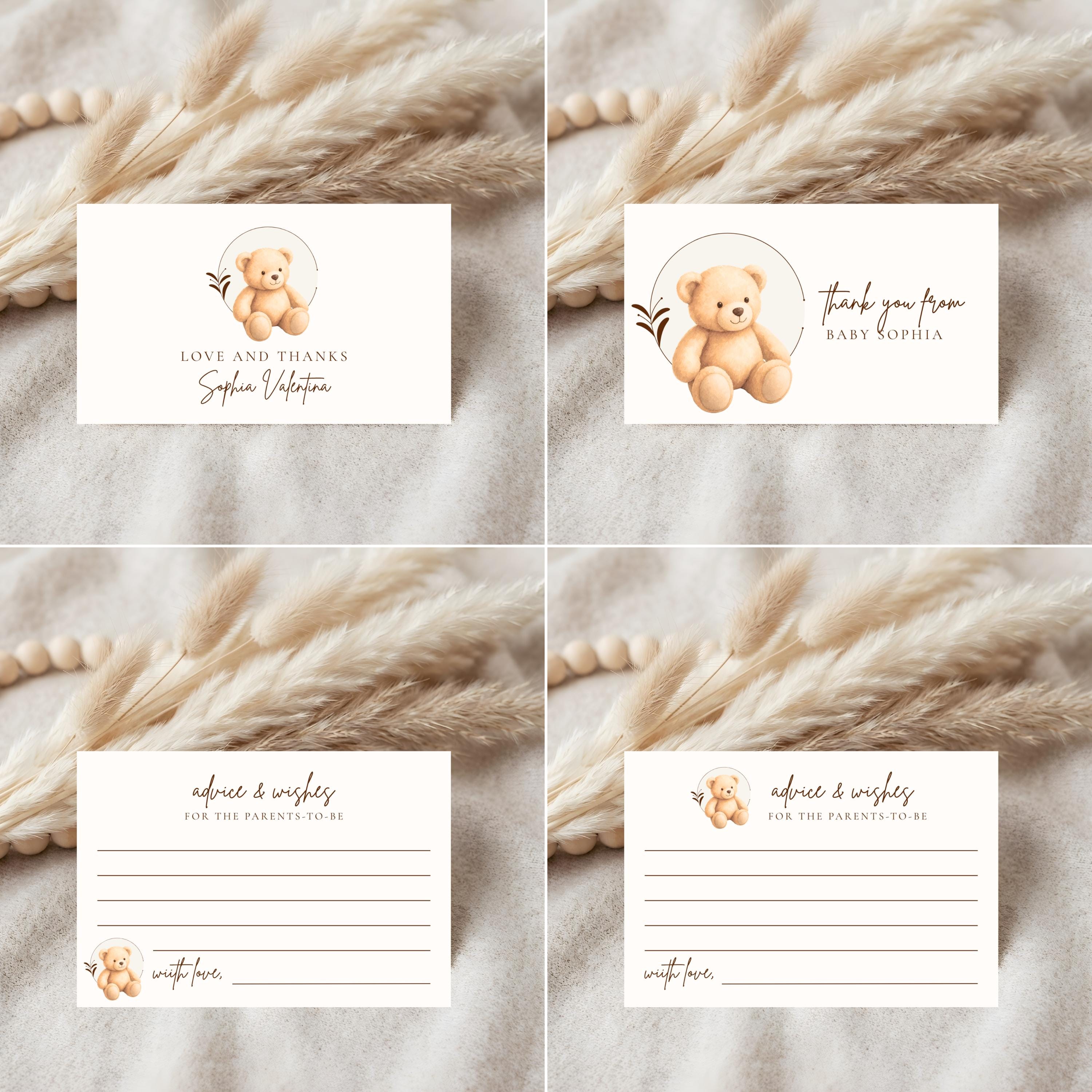 Teddy Bear Baby Shower Bundle 20+ Editable Canva Templates | Neutral ...