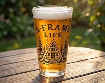 A-Frame Life Cabin Illustration Mixing Glass | 16oz Pint Glass