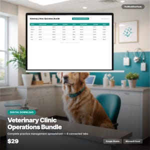 Veterinary Clinic Operations Spreadsheet | Google Sheets + Excel | Client Tracker, Invoicing, Inventory, Appointment Scheduler