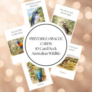 10 Card ORACLE  WILDLIFE Printable Deck- Australian Animal Cards- Nature- Spiritual Guidance, Original Artwork- Print at home PDF -Mini Art