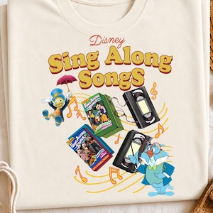 Cartoon Sing Along Songs Retro VHS Tapes Music Notes Design, Nostalgic Cartoon Characters Clipart, Magical Theme Tshirt Sublimation PNG