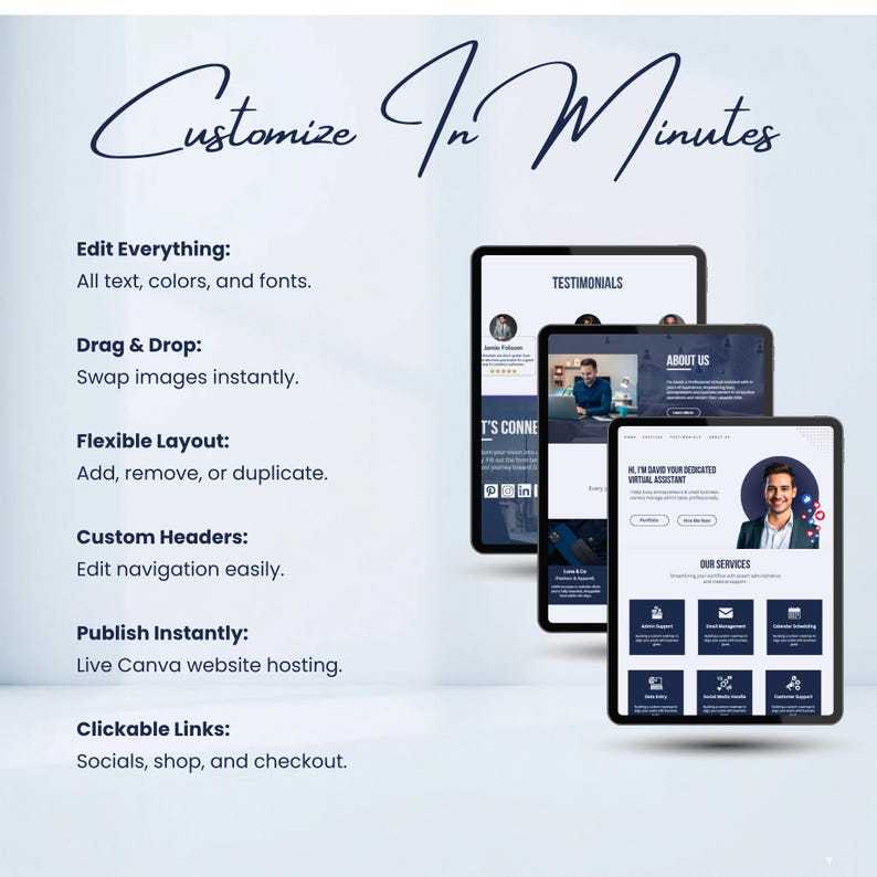 Virtual Assistant Canva Website Template | One Page VA Website | Modern ...