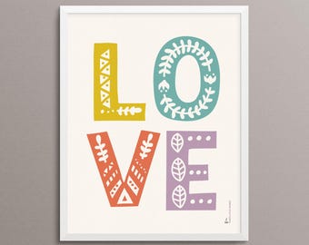 LOVE Folk Art Print - 8x10" - Limited Edition