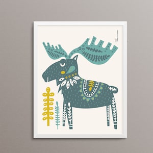 MOOSE Folk Art Print - 8x10&quot; - Limited Edition