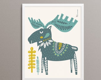 MOOSE Folk Art Print - 8x10" - Limited Edition