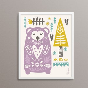 BEAR Folk Art Print - 8x10&quot; - Limited Edition