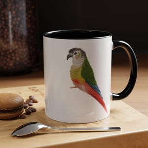 Green Cheek Conure Parrot Mug | Accent Coffee Mug 11oz 15oz