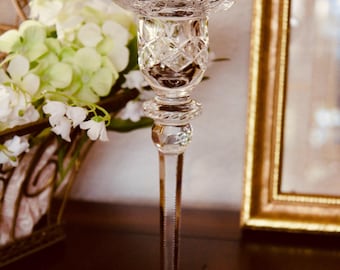 Vintage Rogaska Gallia Lead Crystal Candle Holder, Etched Floral Crystal Candlestick