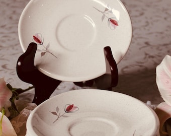 Zestaw 6 talerzyków w kształcie zaćmienia w stylu franciszkańskim z brązowymi plamkami w połowie wieku