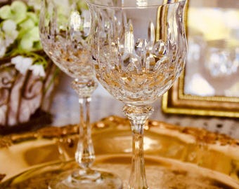 Vintage Mikasa Normandy kristallvinglas, set med 2 tyska blyglas i kristall