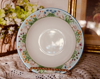 Vintage Tiffany & Co. Meadows Bunny Rabbit Porcelain Bowl, Tiffany Meadows Floral Soup Bowl, Made in England 2003