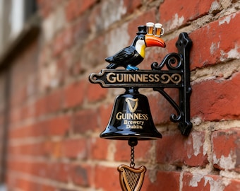 Dzwonek ścienny Guinness Toucan, dekoracja do irlandzkiego pubu w stylu vintage, ozdoba dla miłośnika piwa
