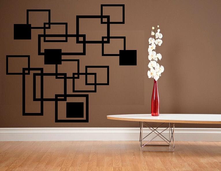 Squares geometric decor urban style wall decal living room