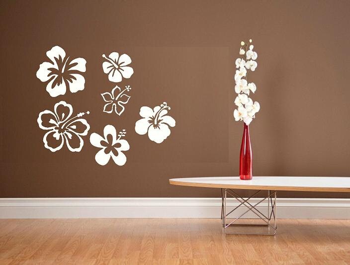 Hibiscus flowers assorted bunch wall decal bedroom decal home Etsy