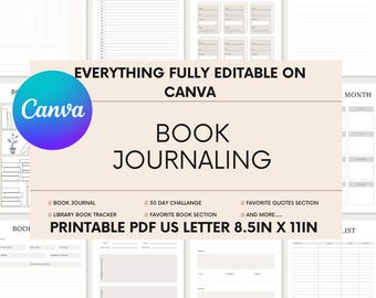 Simple and Easy to Use Book Reading Journal - Canva Editable