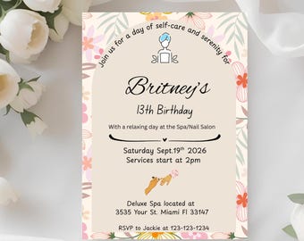 Digital Spa Nail Day Fully Canva Editable Invitation