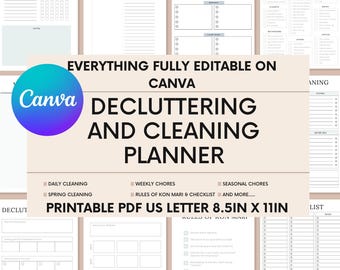 Decluttering and Cleaning Planner - Simple and Easy to Use - Canva Editable
