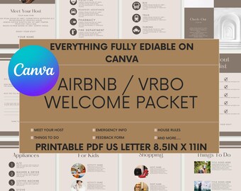 Airbnb - VRBO - Hotel Welcome Book - Simple and Easy to Use - Canva Editable