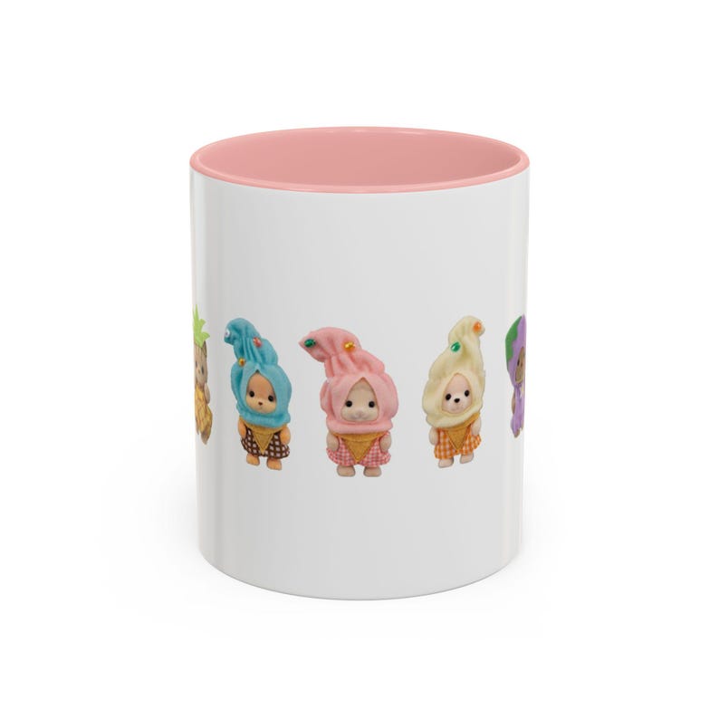 Calico Critters Sylvanian Families Ceramic Mug, Pastel Food Dress Up Characters imagem 2
