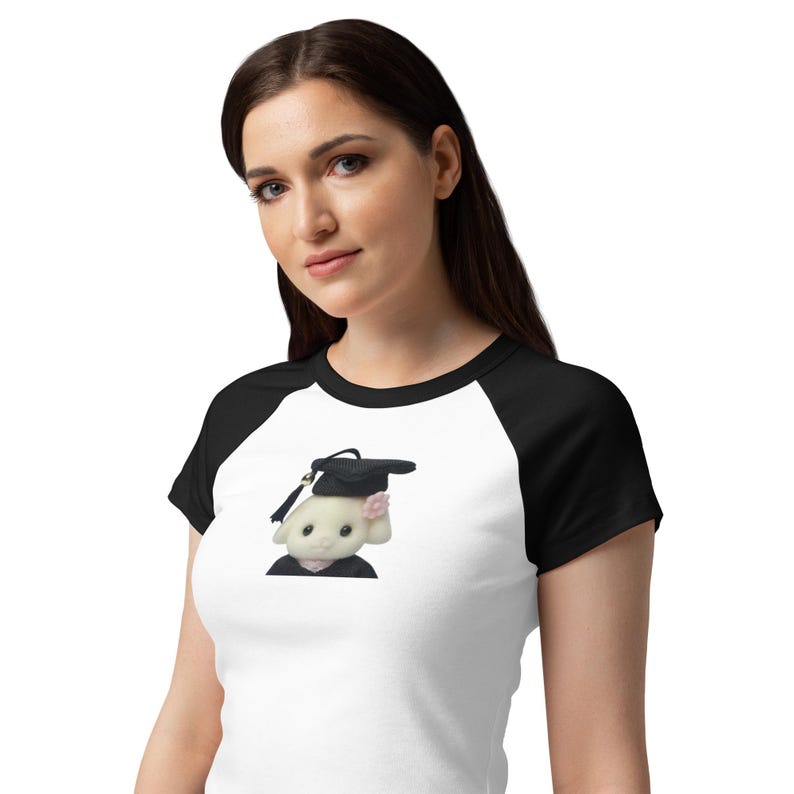 Sylvanian Families Raglan Baby Tee, Calico Critters Shirt, Kawaii Bunny Colorful, Cute Grad Top, Soft Girl Y2K Fitted Tank