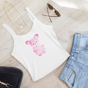 Tank Top, Calico Critters Baby Tee, Kawaii Deer Tank, Cute Cottagecore Top, Soft Girl Y2K Fitted Tank