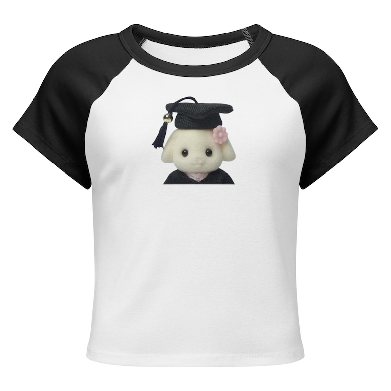 Sylvanian Families Raglan Baby Tee, Calico Critters Shirt, Kawaii Bunny Colorful, Cute Grad Top, Soft Girl Y2K Fitted Tank