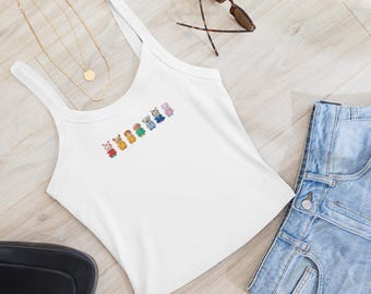 Sylvanian Families Tank Top, Calico Critters Cami, Kawaii Bunny Colorful, Cute Cottagecore Top, Soft Girl Y2K Fitted Tank