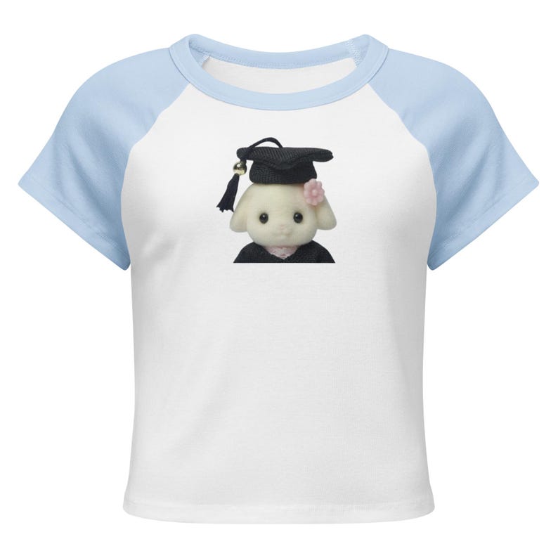 Sylvanian Families Raglan Baby Tee, Calico Critters Shirt, Kawaii Bunny Colorful, Cute Grad Top, Soft Girl Y2K Fitted Tank