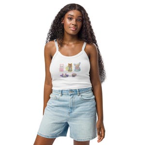 Sylvanian Families Tank Top, Calico Critters Baby Tee, Kawaii Bunny Tank, Cute Cottagecore Top, Soft Girl Y2K Fitted Tank
