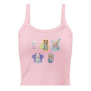 Sylvanian Families Tank Top, Calico Critters Baby Tee, Kawaii Bunny Tank, Cute Cottagecore Top, Soft Girl Y2K Fitted Tank