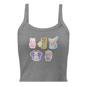 Sylvanian Families Tank Top, Calico Critters Baby Tee, Kawaii Bunny Tank, Cute Cottagecore Top, Soft Girl Y2K Fitted Tank