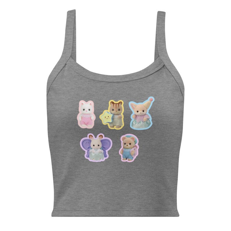 Sylvanian Families Tank Top, Calico Critters Baby Tee, Kawaii Bunny Tank, Cute Cottagecore Top, Soft Girl Y2K Fitted Tank