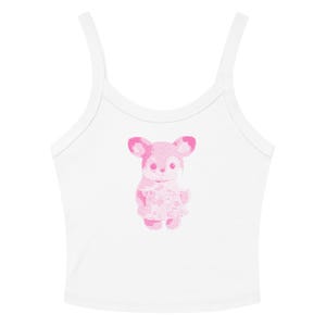 Tank Top, Calico Critters Baby Tee, Kawaii Deer Tank, Cute Cottagecore Top, Soft Girl Y2K Fitted Tank