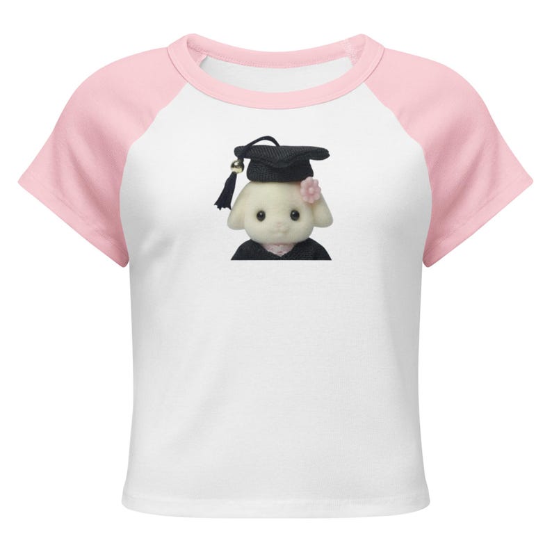 Sylvanian Families Raglan Baby Tee, Calico Critters Shirt, Kawaii Bunny Colorful, Cute Grad Top, Soft Girl Y2K Fitted Tank