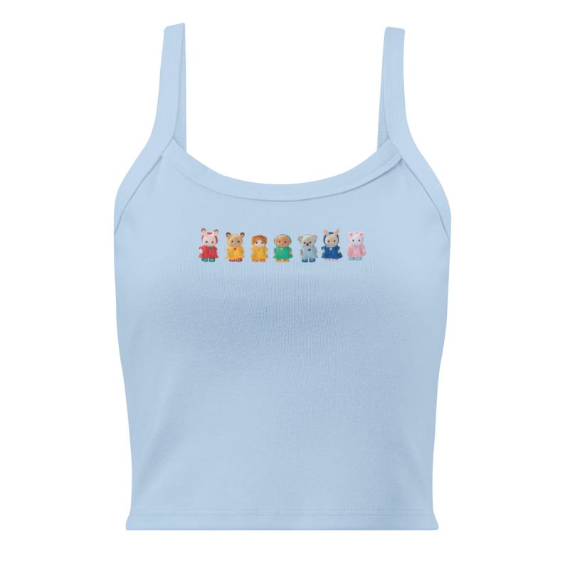 Sylvanian Families Tank Top, Calico Critters Cami, Kawaii Bunny Colorful, Cute Cottagecore Top, Soft Girl Y2K Fitted Tank