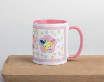 Usahana Pastel Interior Mug, Cute Kawaii Coffee Cup, Sanrio Inspired Mug, Pink Aesthetic Cup, Cute Bunny Mug, Gift for Her