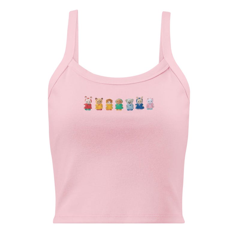 Sylvanian Families Tank Top, Calico Critters Cami, Kawaii Bunny Colorful, Cute Cottagecore Top, Soft Girl Y2K Fitted Tank